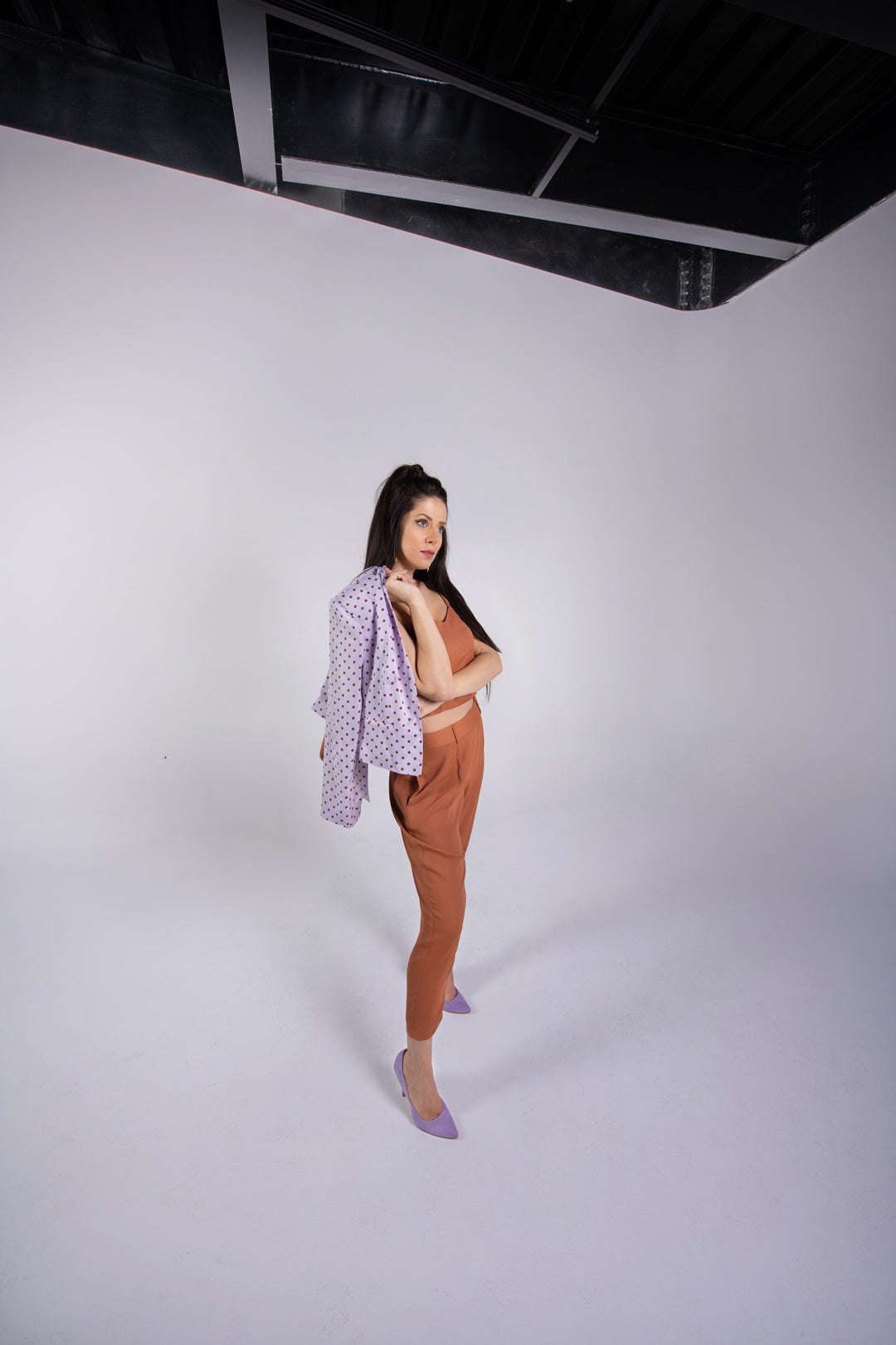 PURPLE POLKA DOT CROPPED JACKET