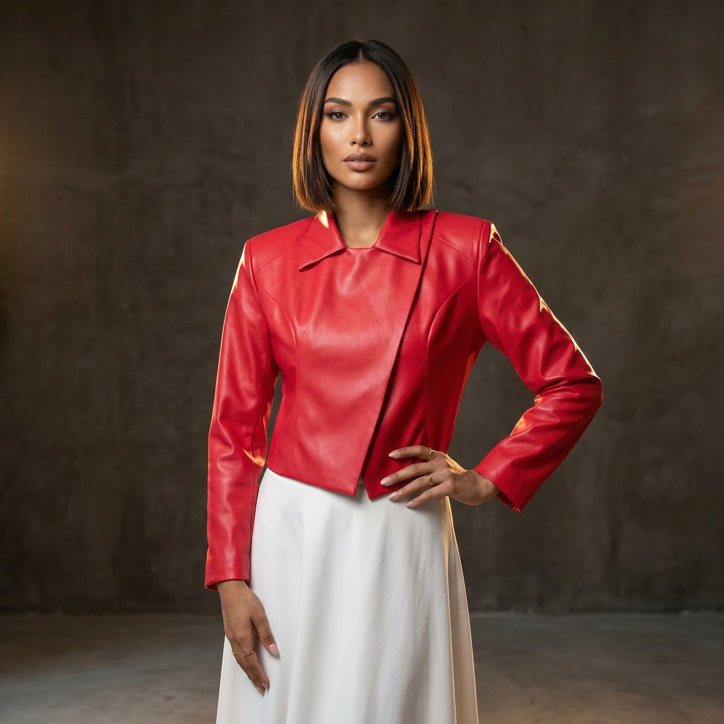 WQ-FUCHSIA CROPPED LEATHER JACKET