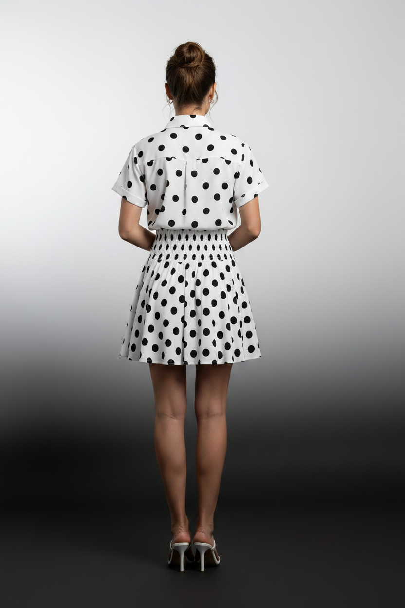 SUMMER LOVE WHITE POLKA DOT MINI SKIRT