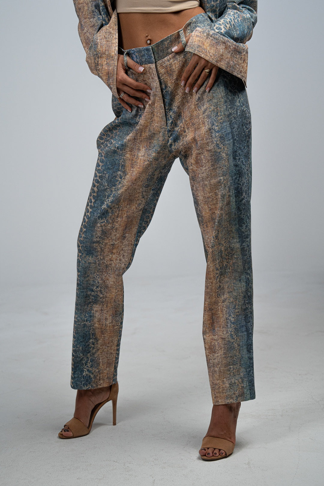 WQ- PRINTED DENIM PANTS