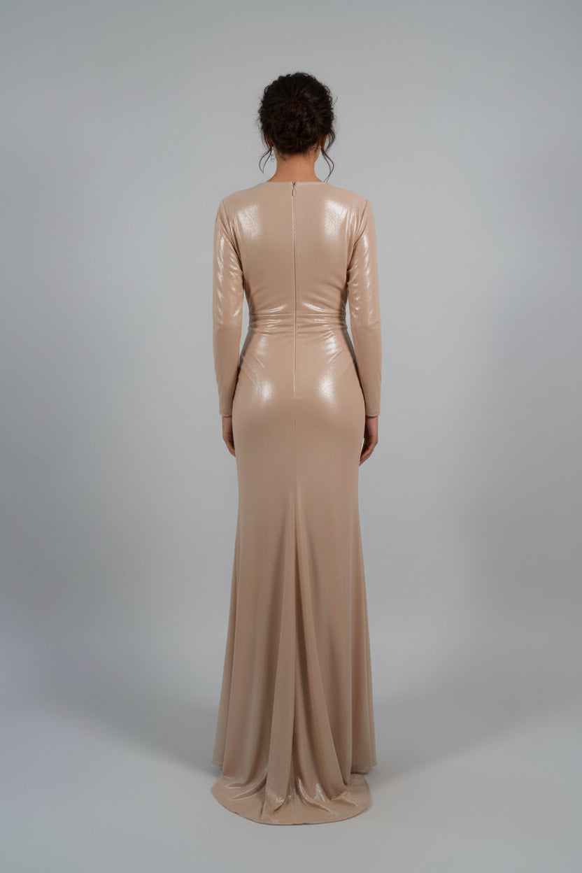CHAMPAGNE MIRAGE RUCHED GOWN