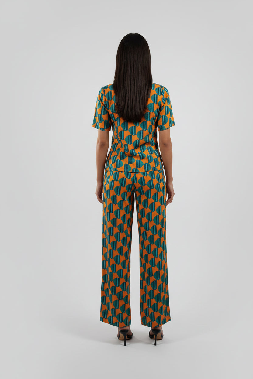 70s PRINTED GREEN PANTS