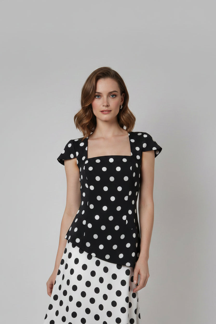 SUMMER LOVE BLACK POLKA DOT TOP D2