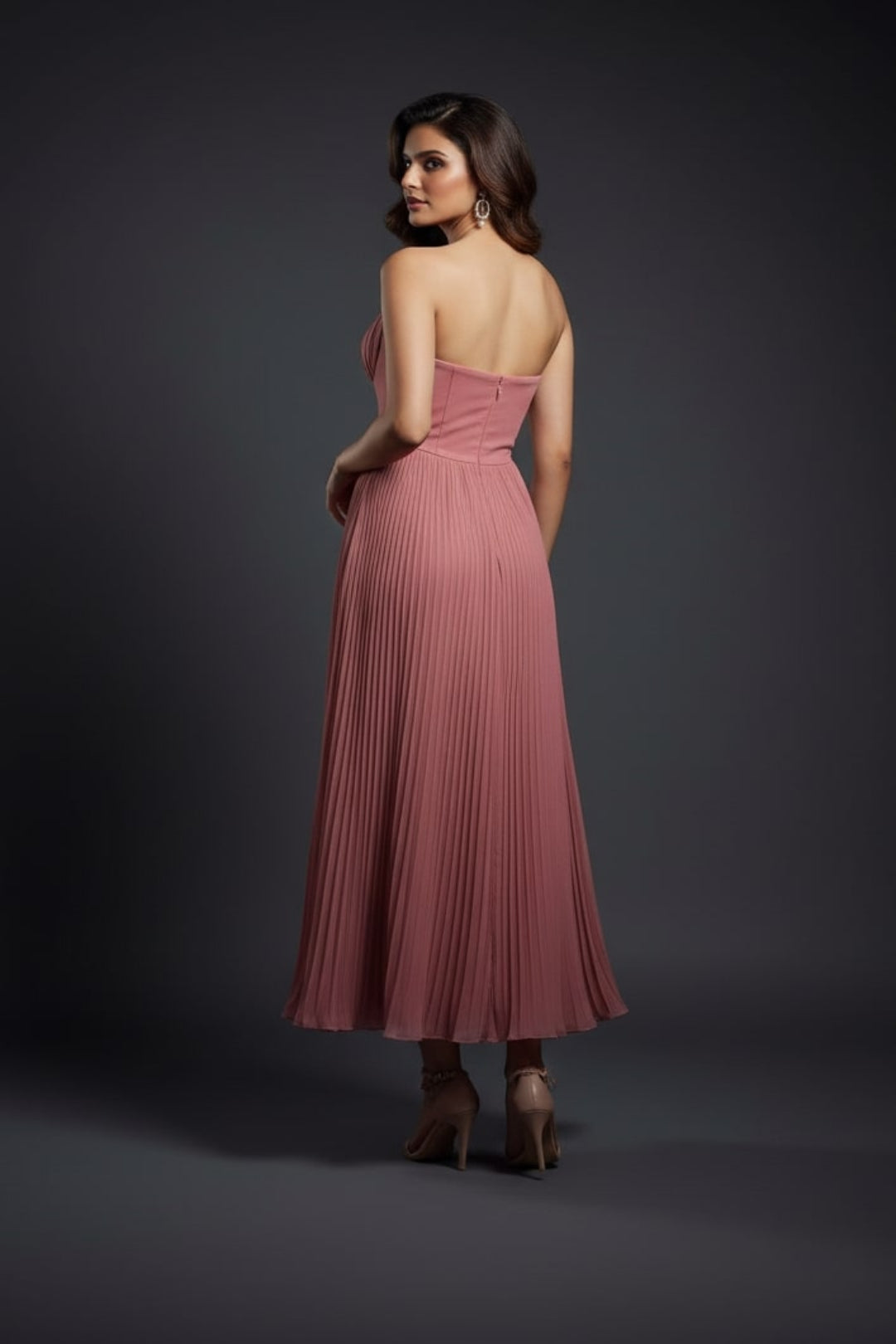 ROSALIE SWEETHEART PLEATED DRESS