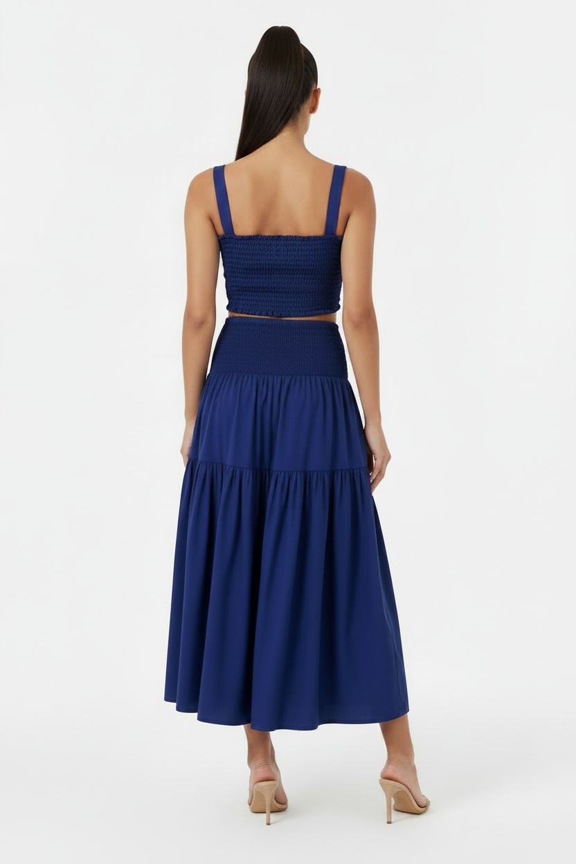 SL-ROYAL BLUE SQUARE NECK CROP TOP