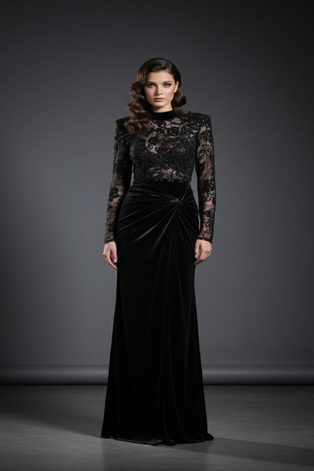 NOIR ILLUSION VELVET GOWN