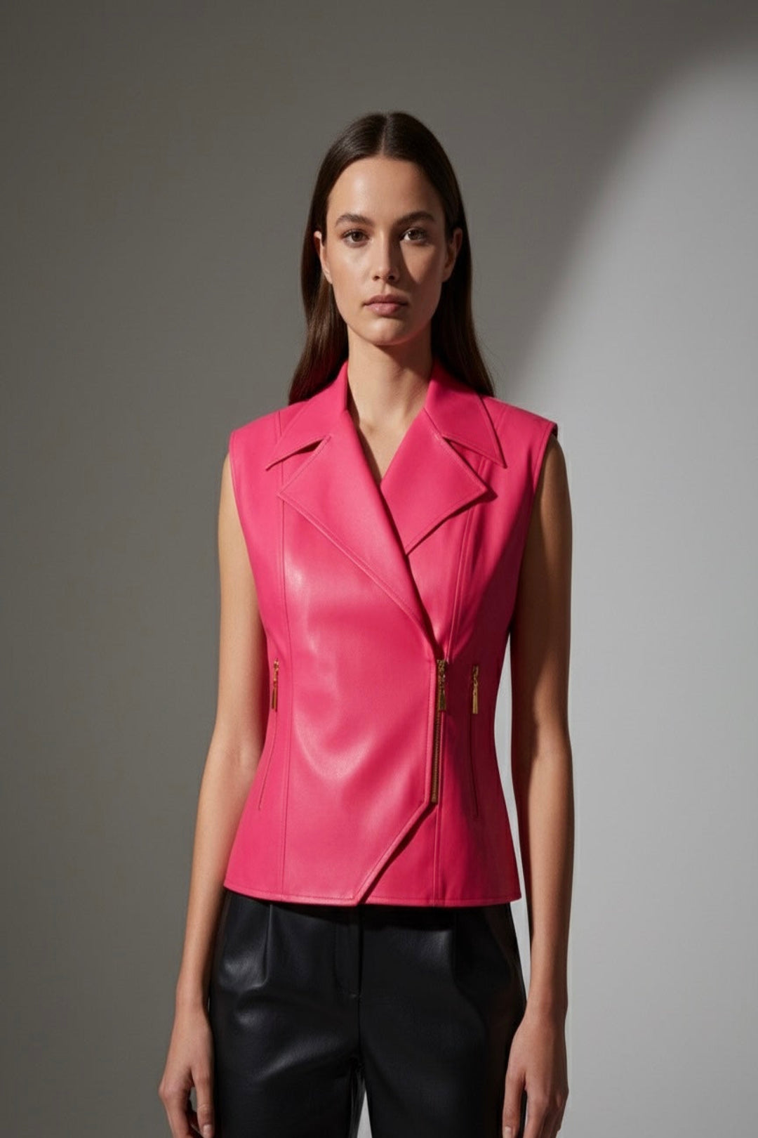 WQ-FUCHSIA LEATHER VEST
