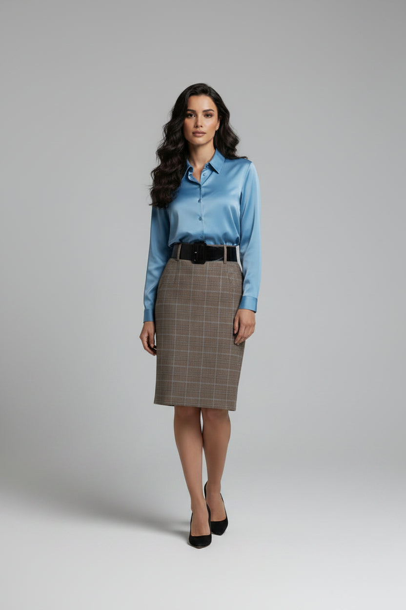 TC- BROWN CHECKS SKIRT