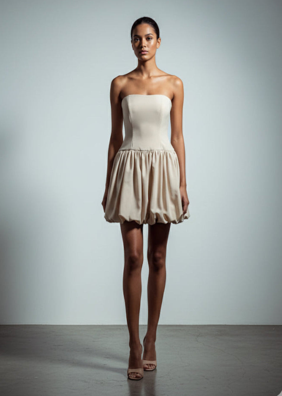 BEIGE  BALLOON DRESS