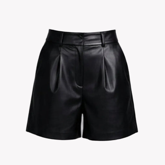 BLACK  LEATHER SHORT