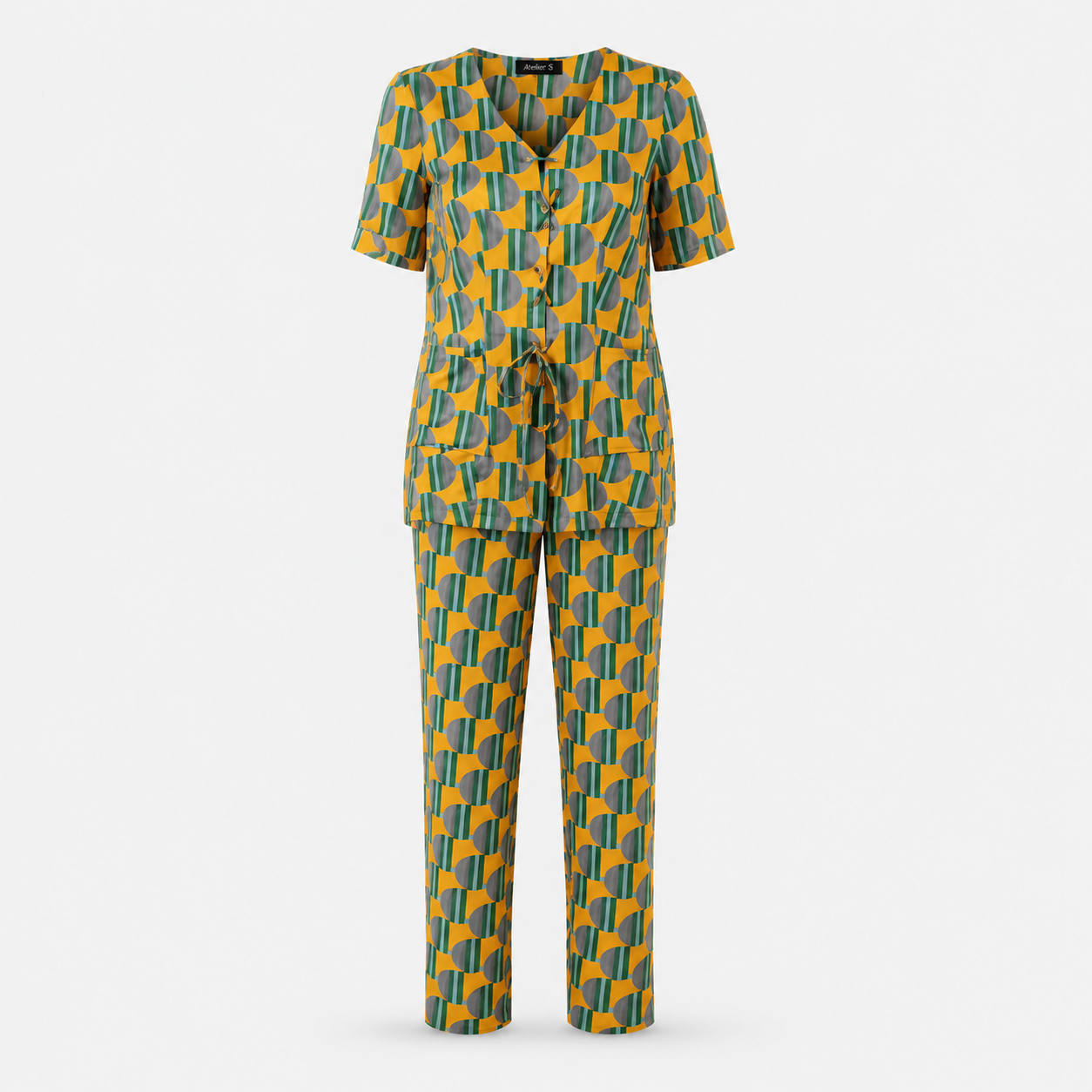 70s PRINTED GREEN PANTS