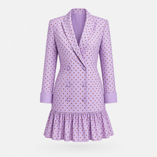 PURPLE POLKA DOT SHORT DRESS