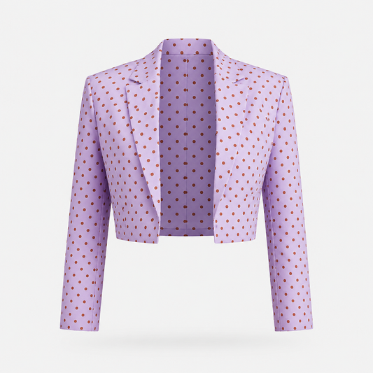 PURPLE POLKA DOT CROPPED  JACKET