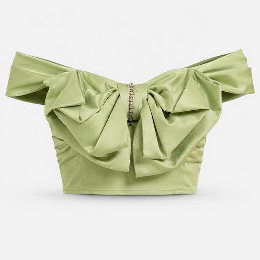 SAGE BLOOM OFF-SHOULDER CROP TOP