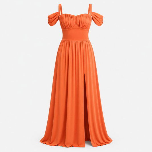 CORAL SUNSET GODDESS DRESS