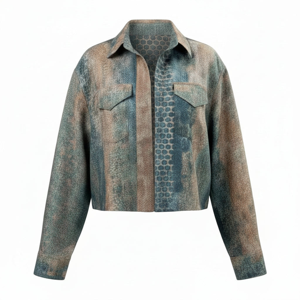 WQ- PRINTED DENIM CROPPED JACKET