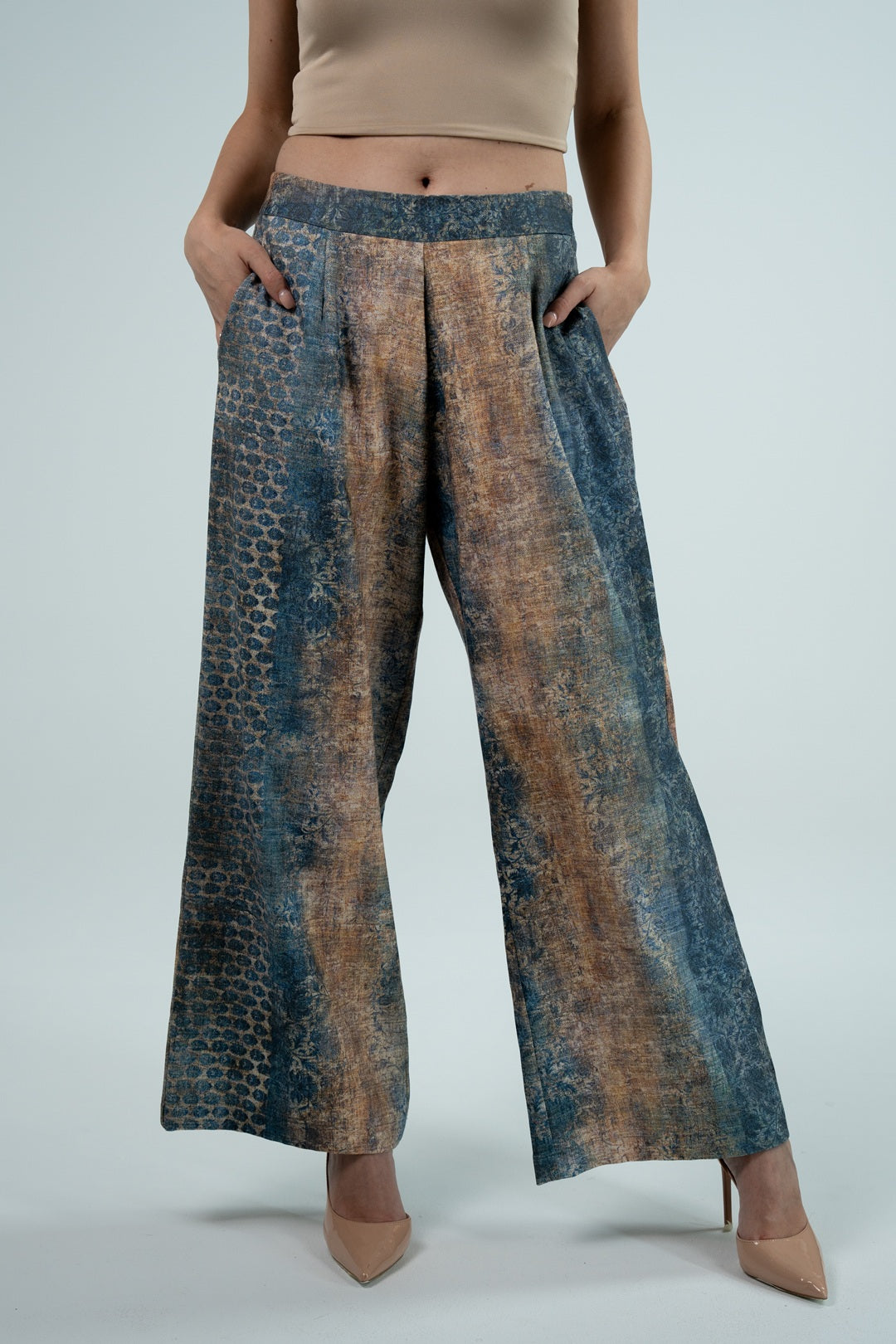 WQ- PRINTED DENIM PANTS