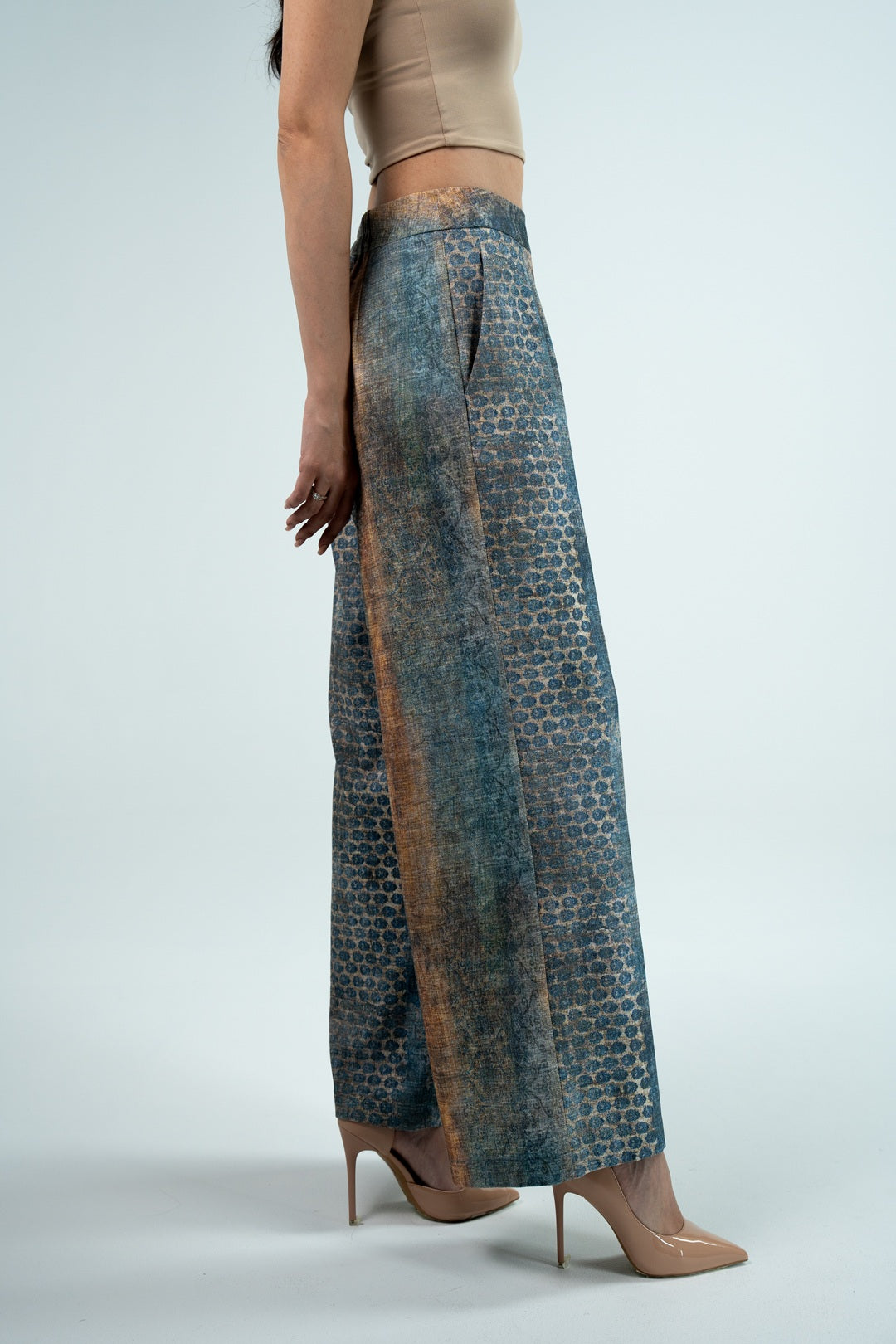 WQ- PRINTED DENIM PANTS