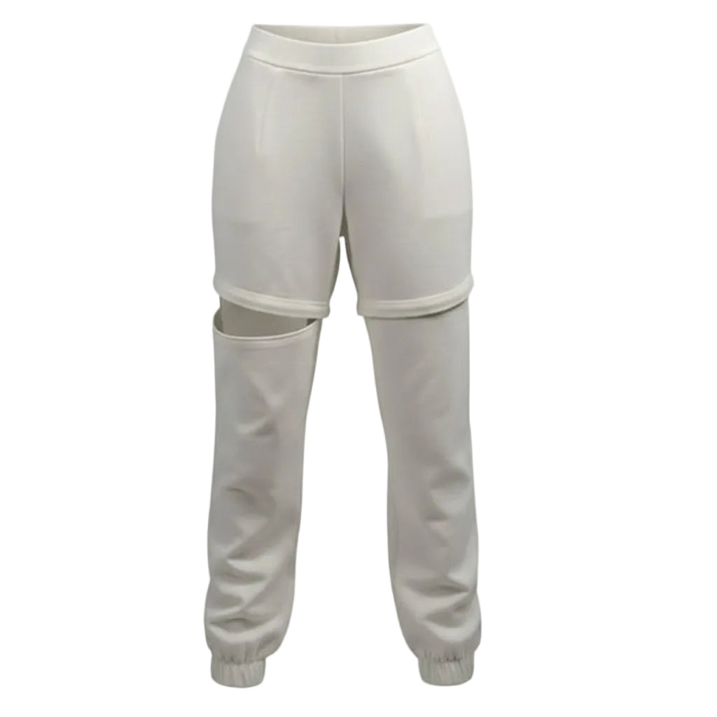 WQ- WHITE 2 IN 1 PANTS TO SHORT