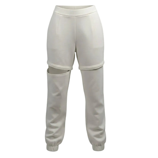 WQ- WHITE 2 IN 1 PANTS TO SHORT