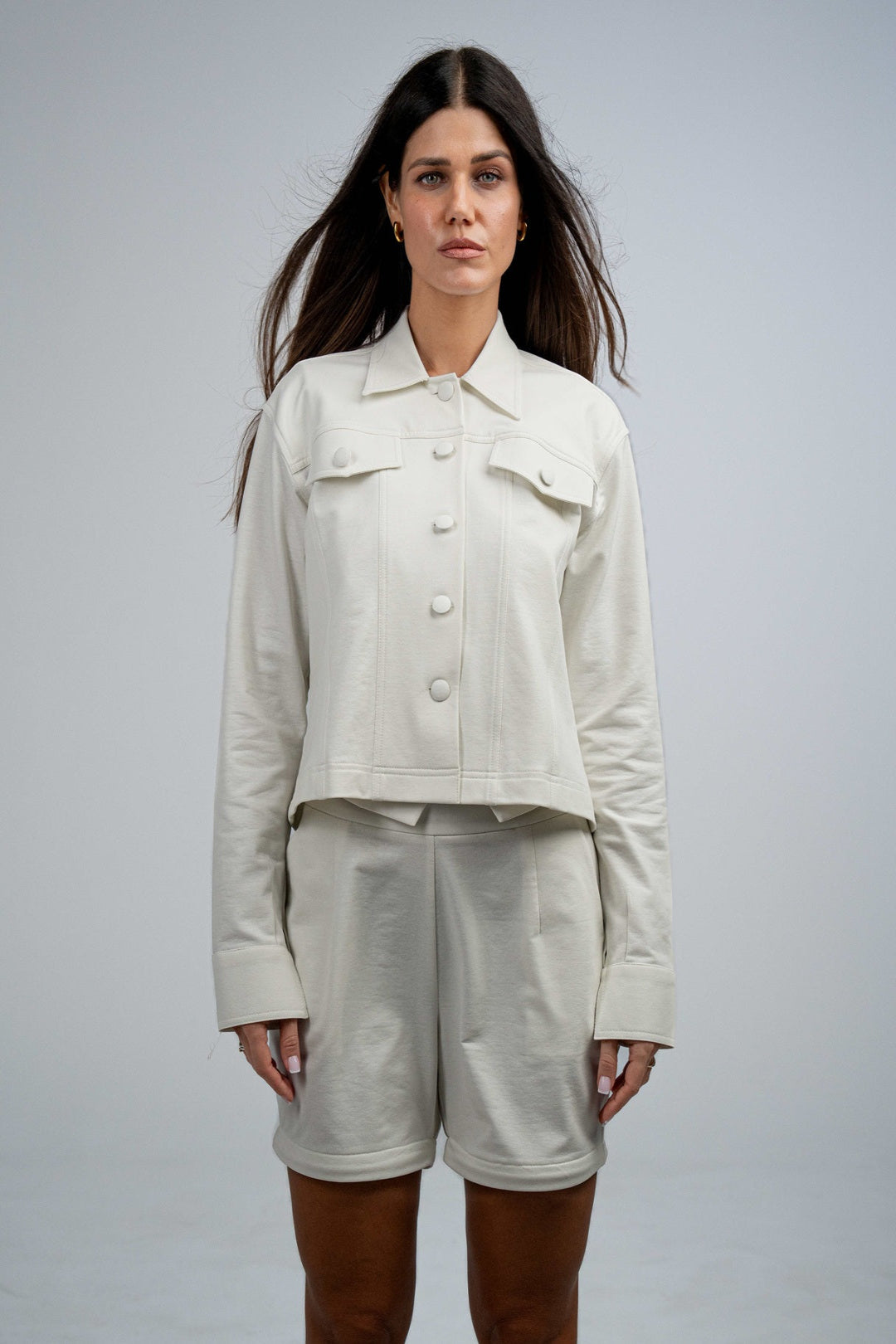 WQ- WHITE CROPPED JACKET
