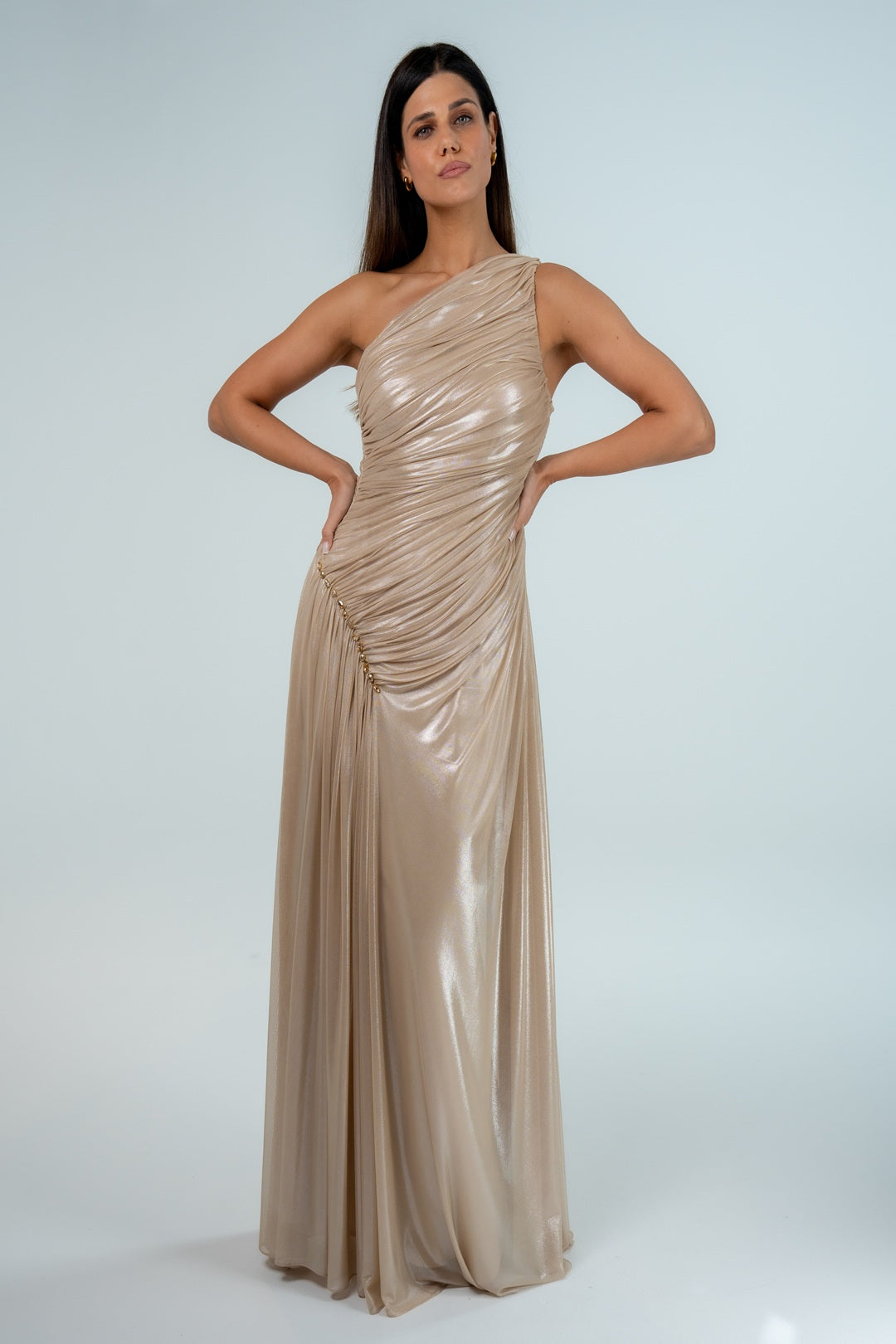 AURELIA CHAMPAGNE DRAPED GOWN