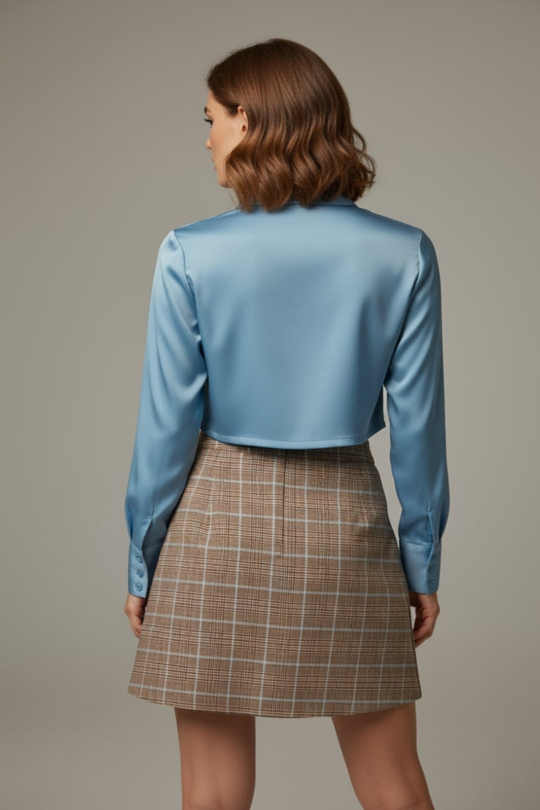 TC- BROWN CHECKS SKIRT