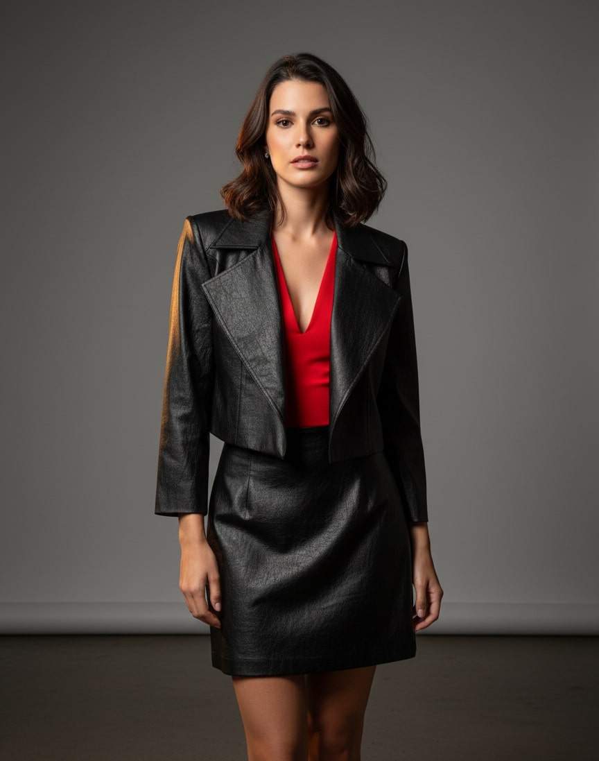 BLACK LEATHER SKIRT