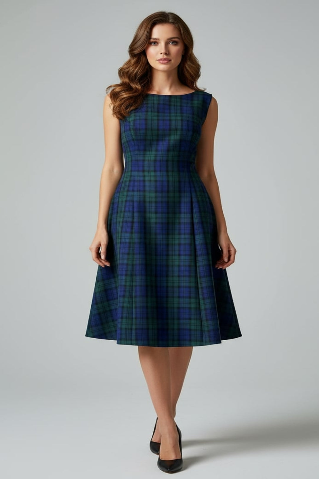 TC- BLUE GREEN CHECKS DRESS