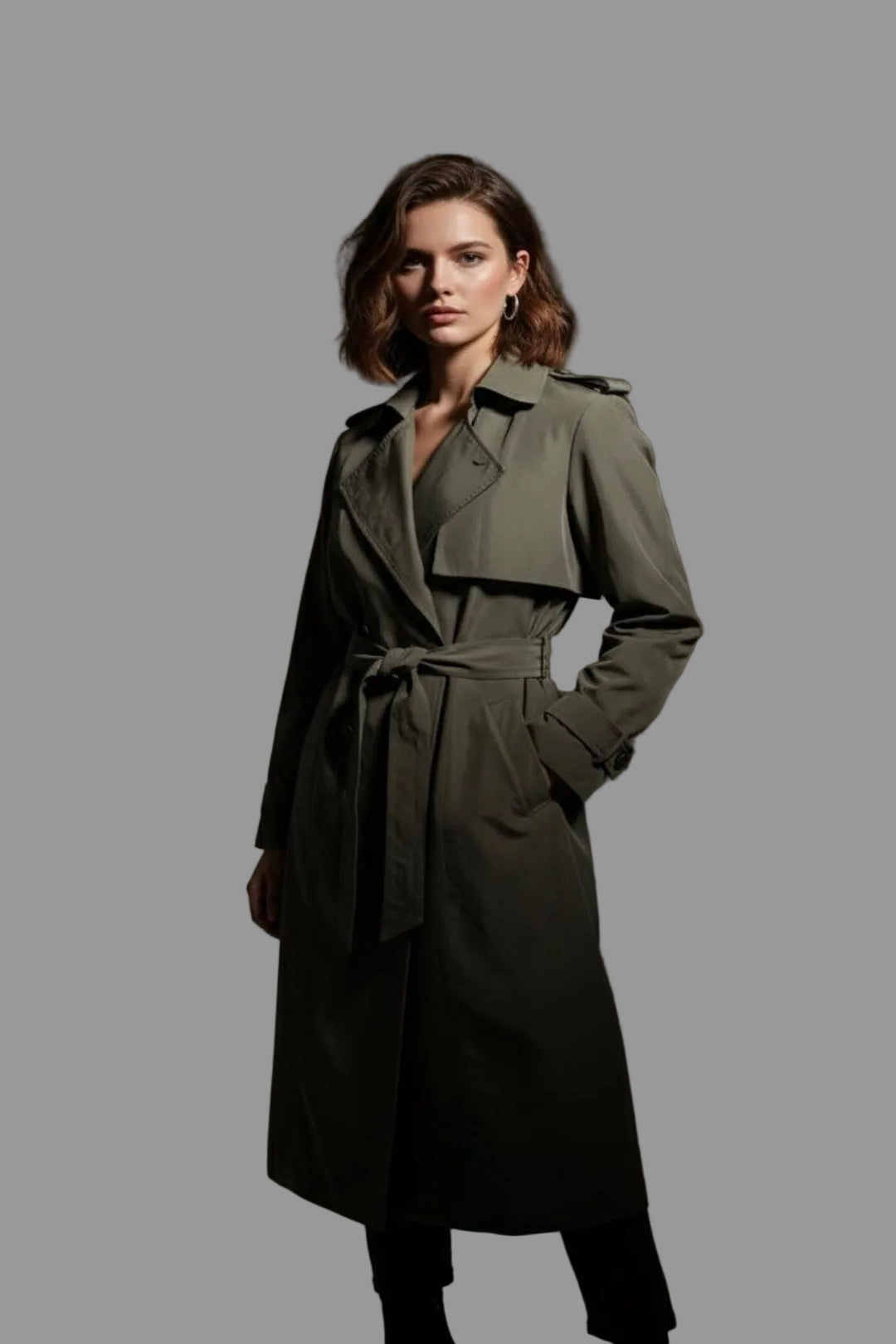 EDGY KHAKI TRENCH COAT D1