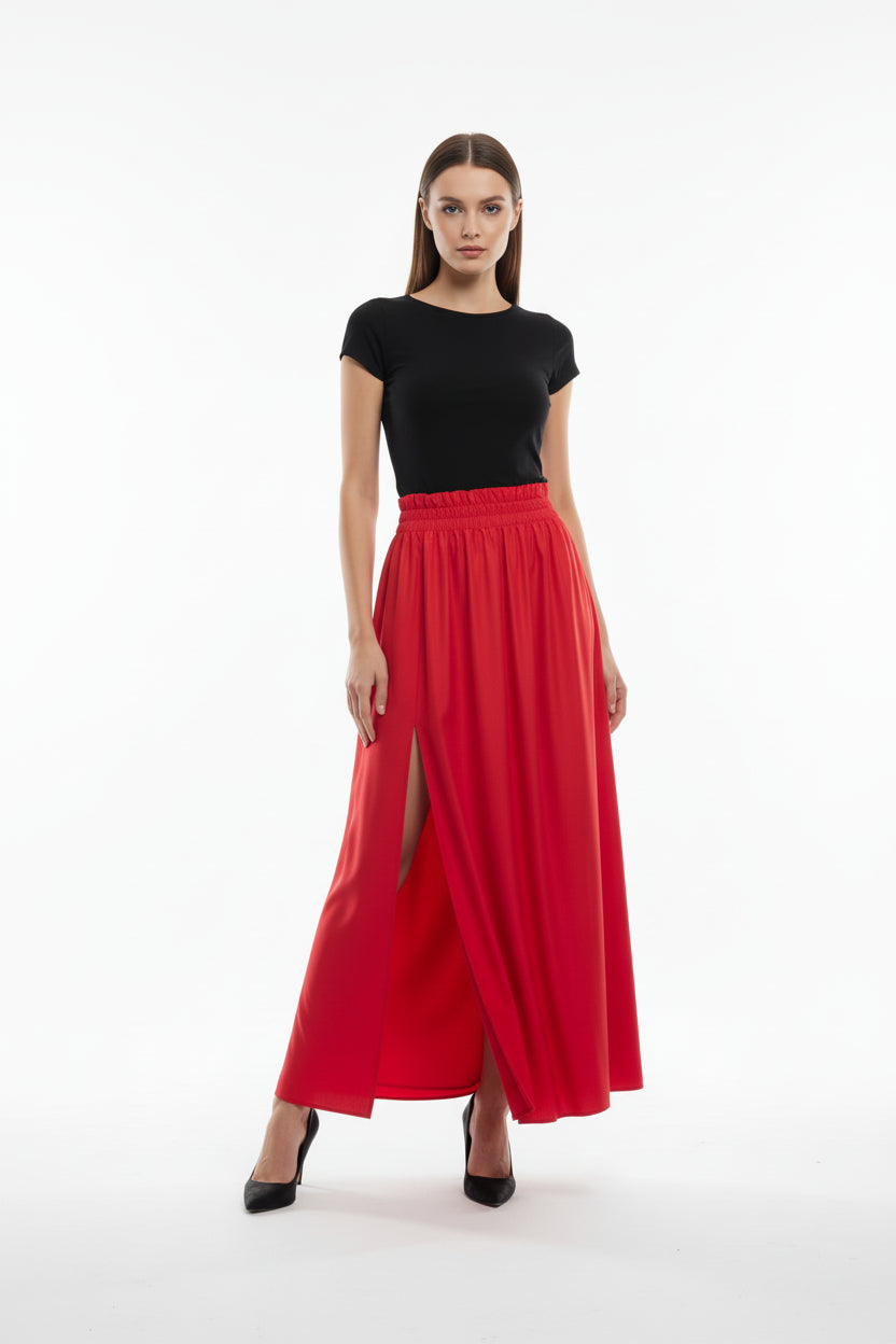 WQ-FUCHSIA LEATHER SKIRT