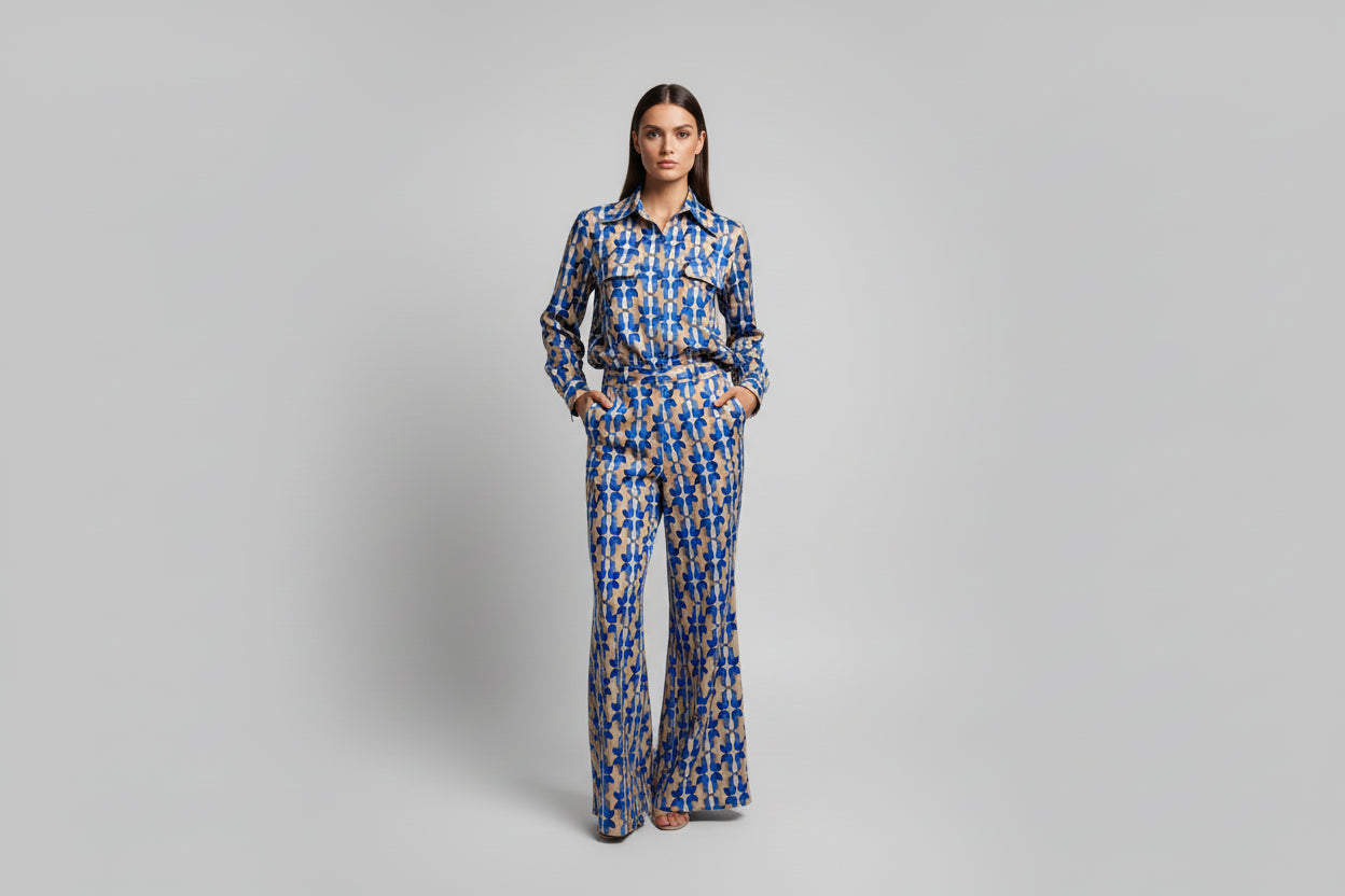 70s PRINTED BLUE PANTS