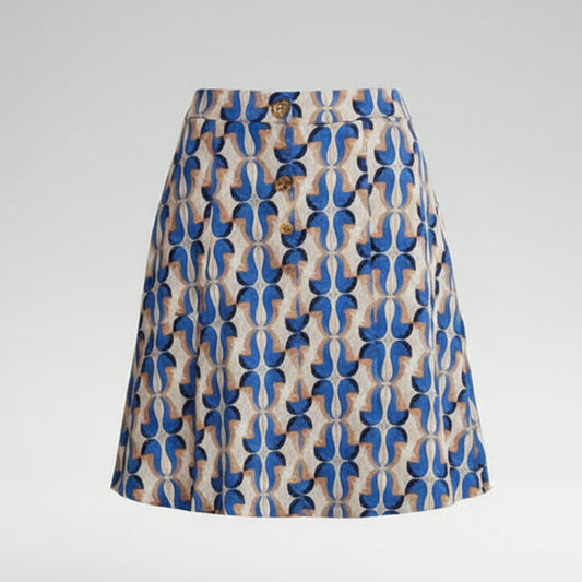 70s PRINTED BLUE SKIRT