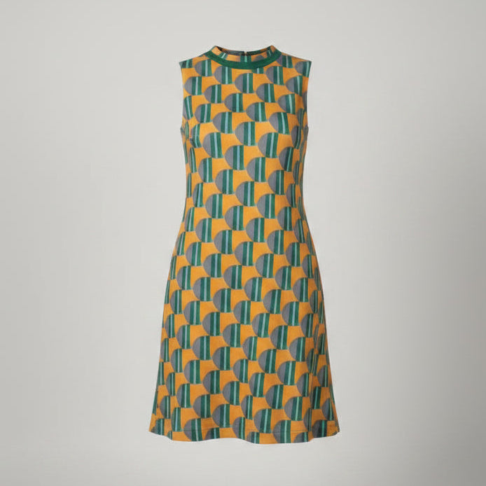 70s PRINTED GREEN DRESS