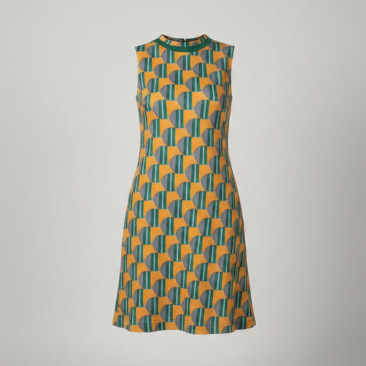 70s PRINTED GREEN DRESS
