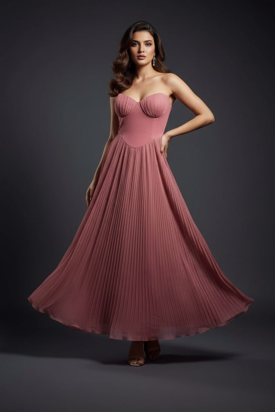 ROSALIE SWEETHEART PLEATED  DRESS