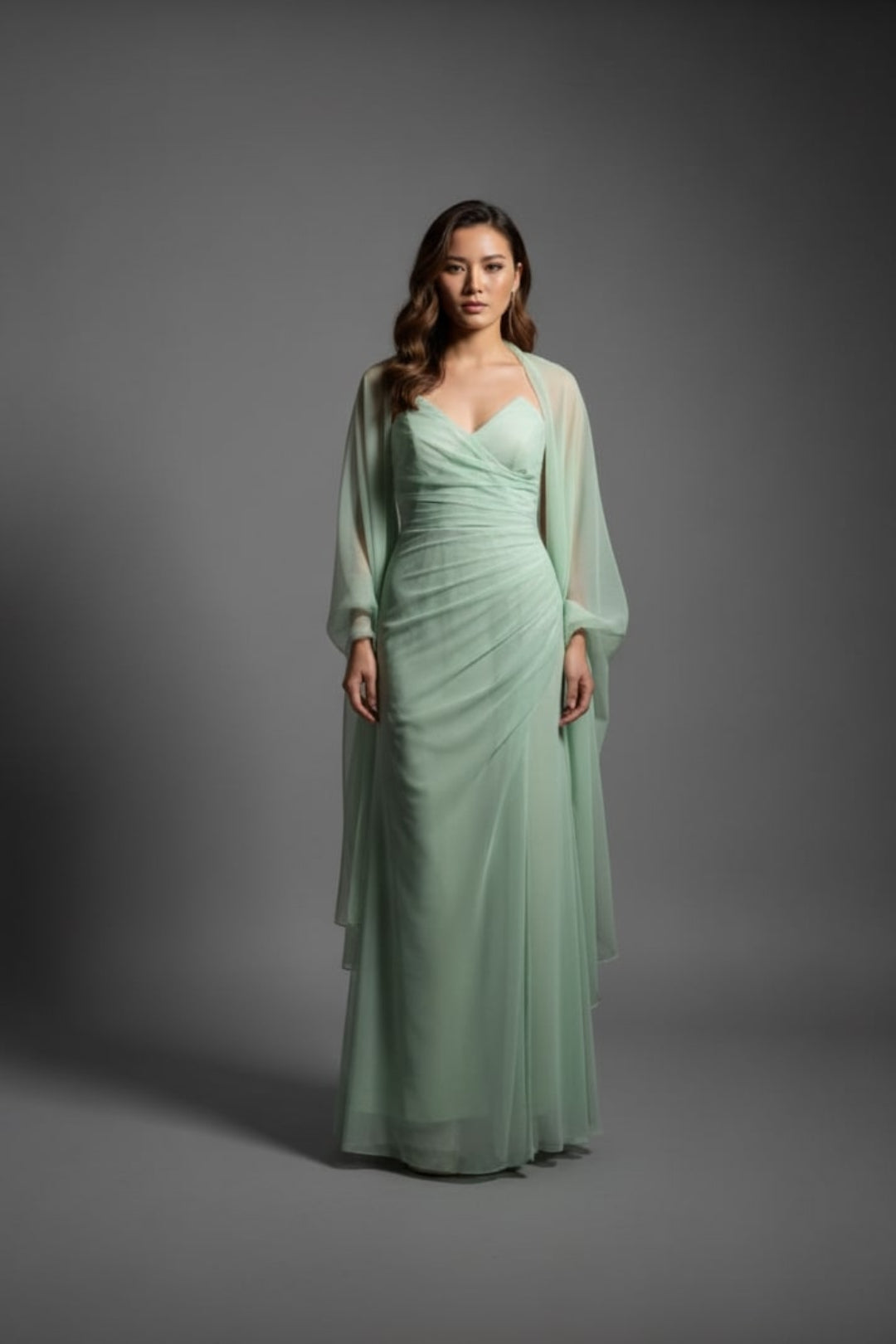 CELESTE  CELADON DRAPED GOWN