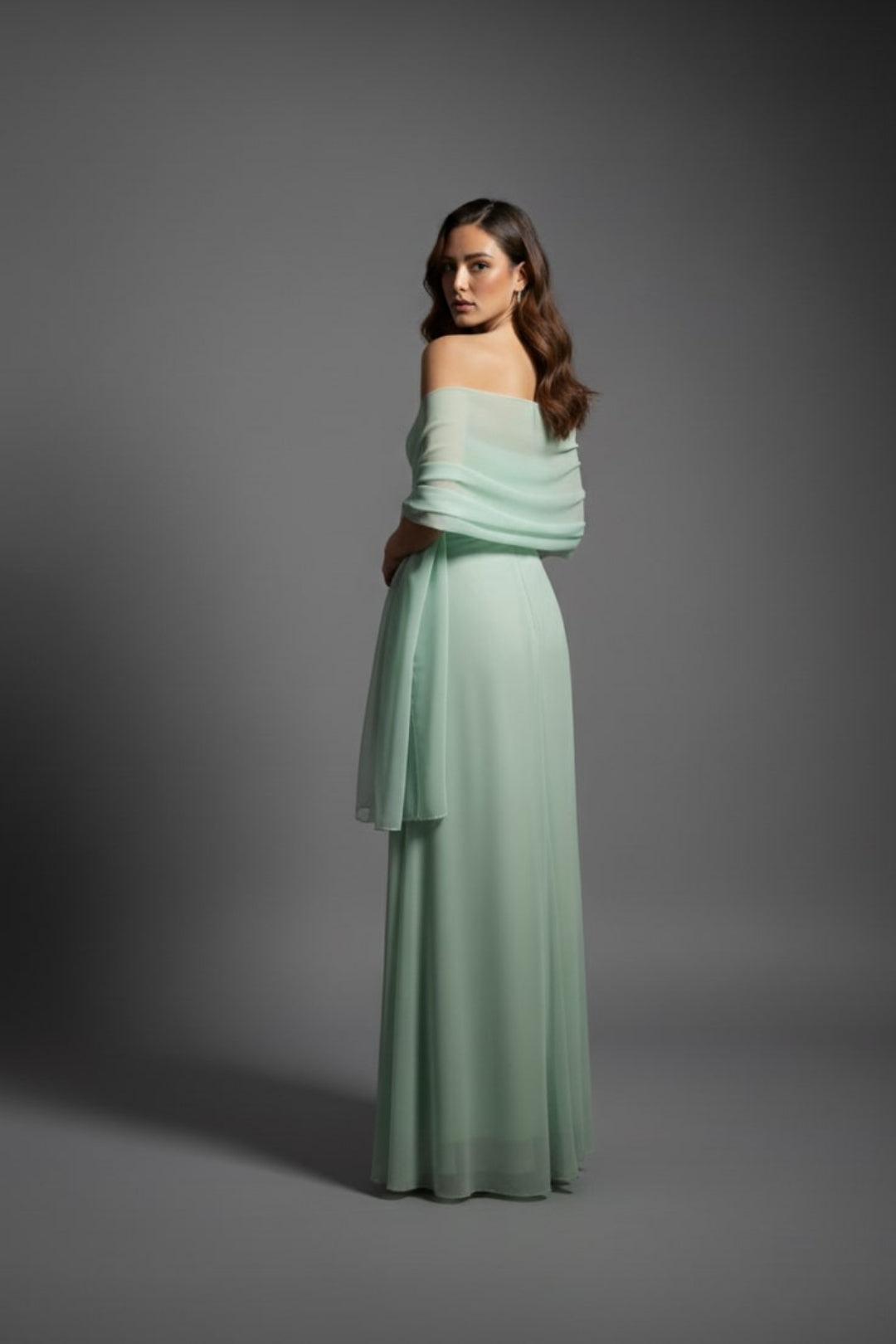 CELESTE  CELADON DRAPED GOWN