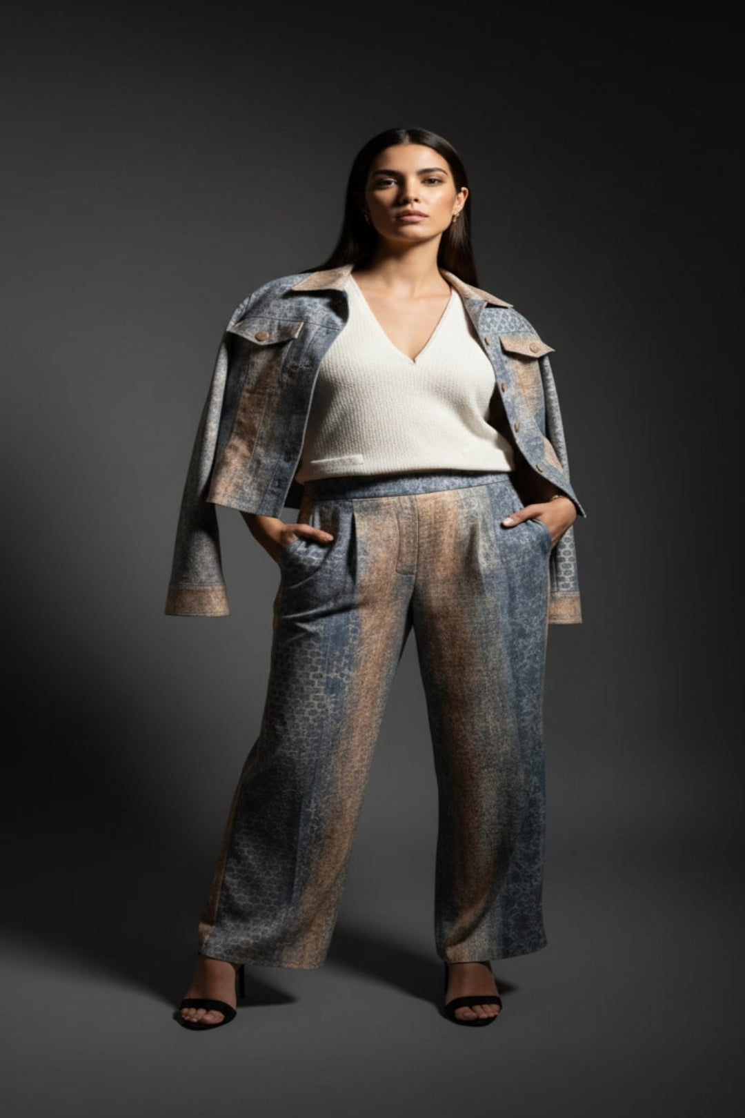 WQ- PRINTED DENIM PANTS