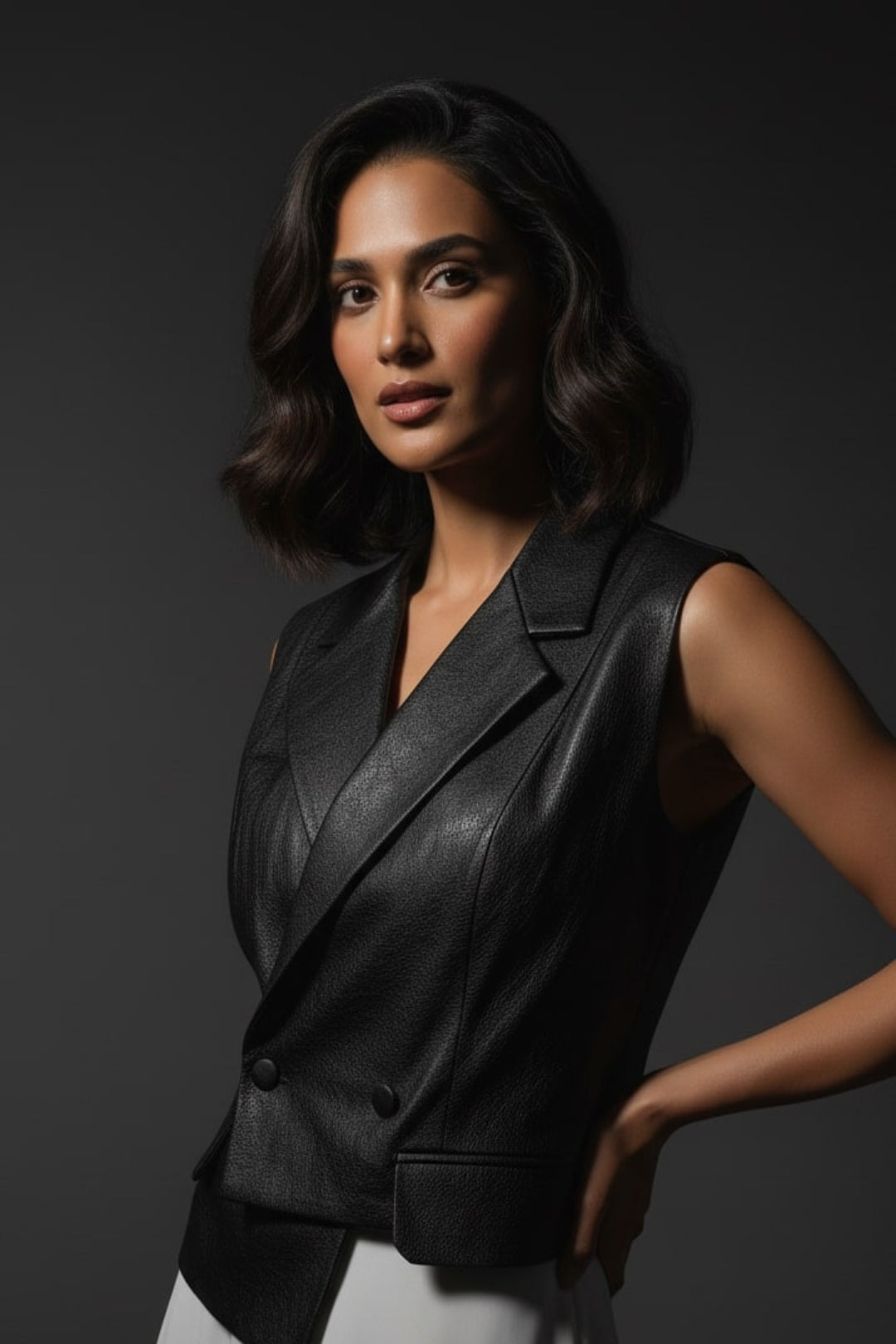 BLACK LEATHER VEST