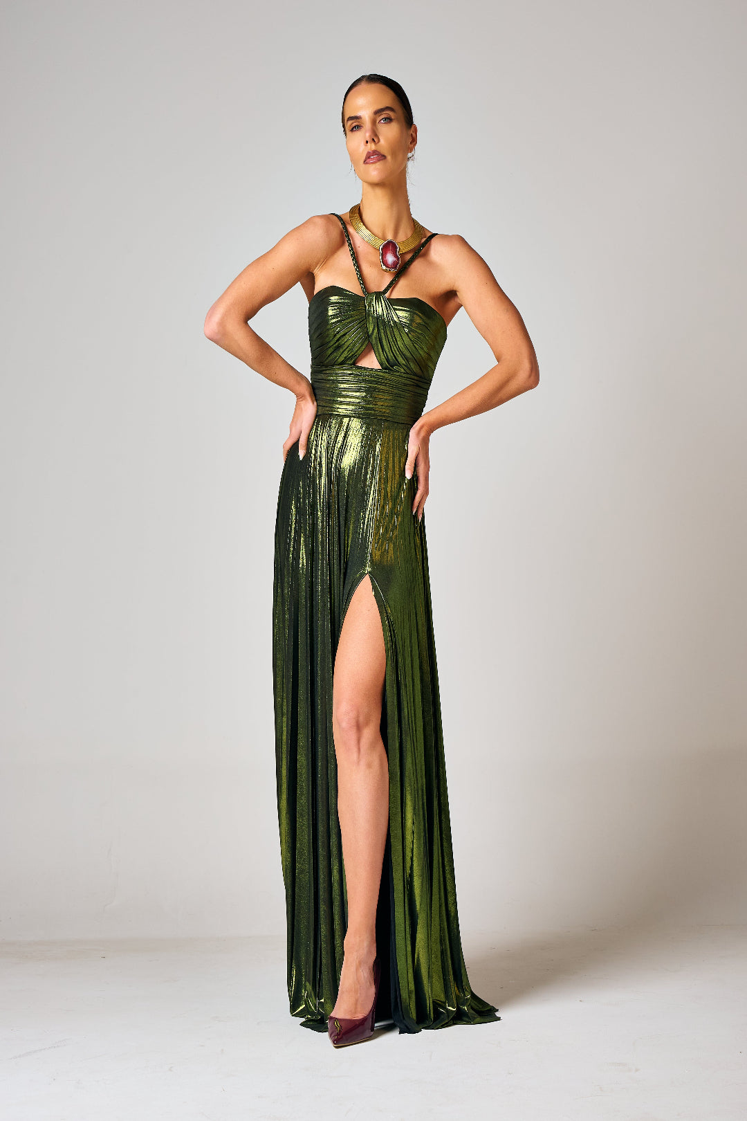 IMPERIAL OLIVE GLAM DRESS