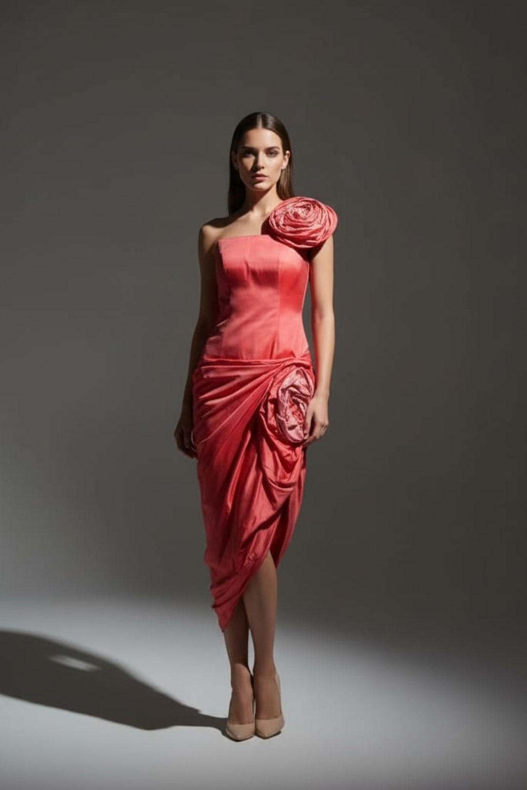 THE AMORA CAROL / RED FLOWER DRESS