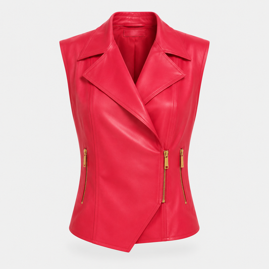 WQ-FUCHSIA LEATHER VEST