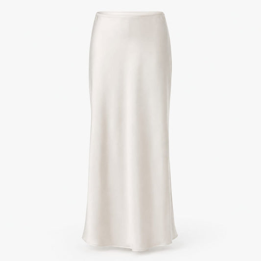 SL-IVORY SATIN BIAS MAXI SKIRT