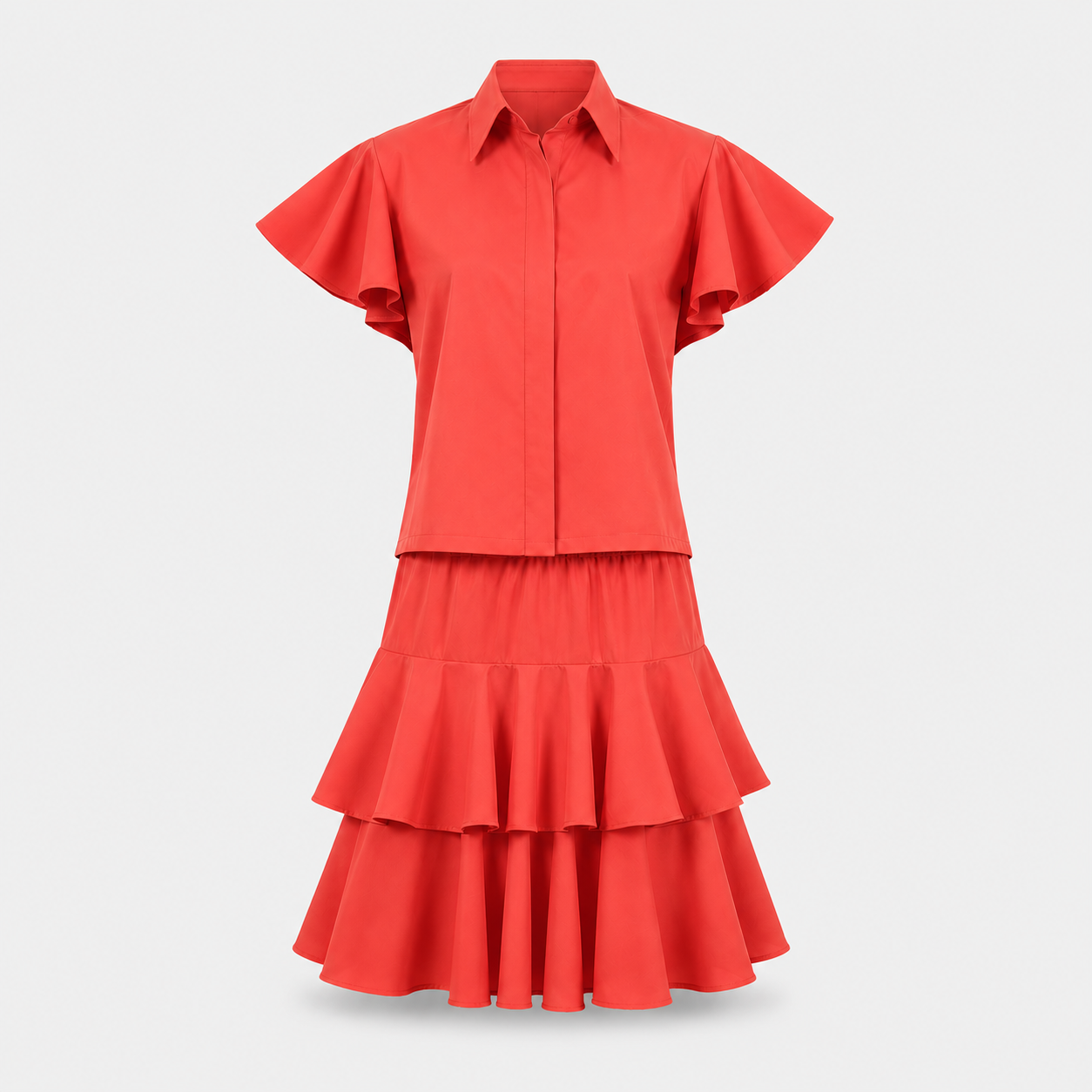 SL-CORAL  FLUTTER SLEEVE SHIRT
