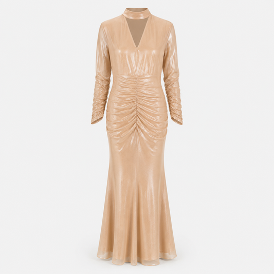 CHAMPAGNE MIRAGE RUCHED GOWN