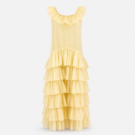 SL-BUTTERCREAM TIERED RUFFLE MAXI DRESS