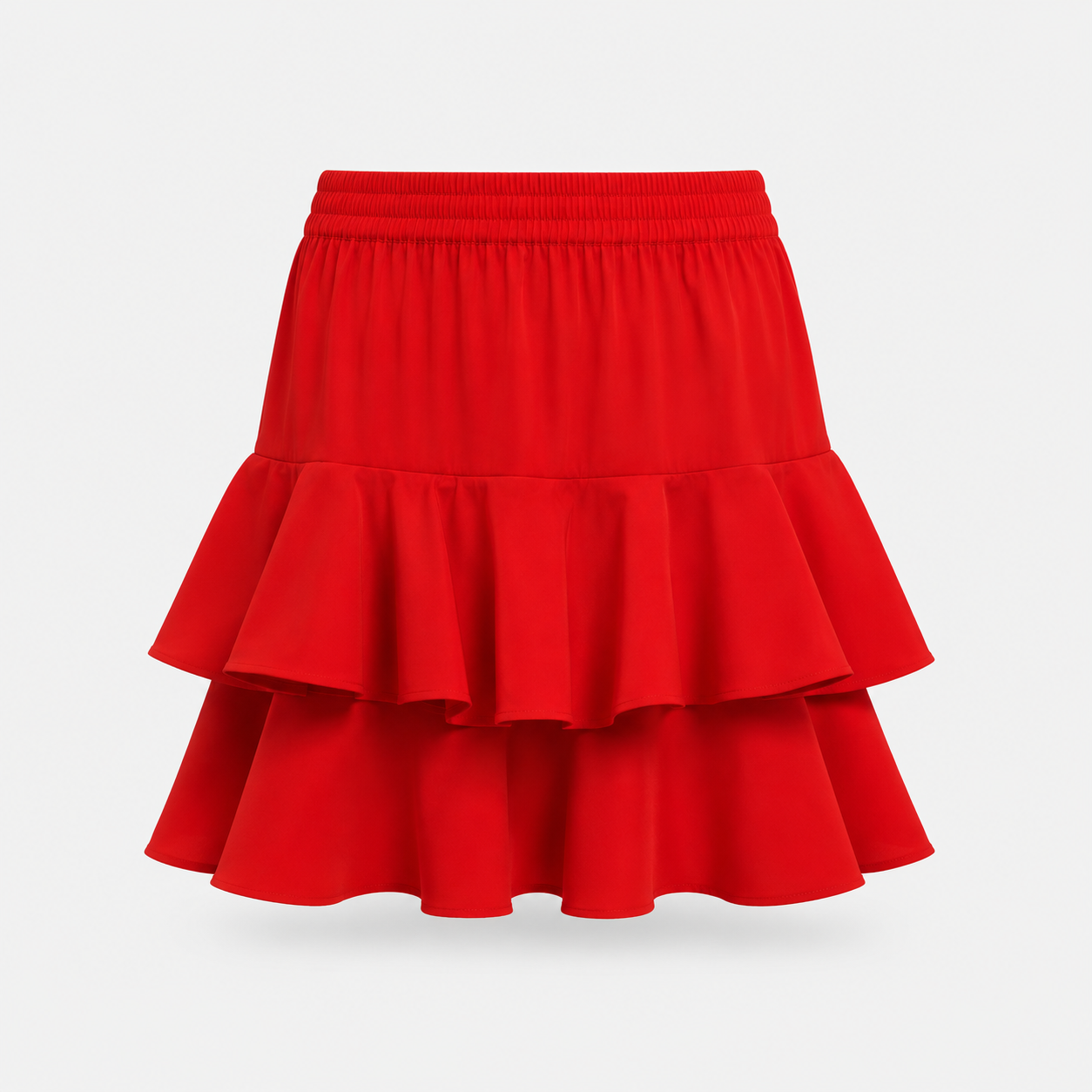 SL-RED  DOUBLE RUFFLE SKIRT