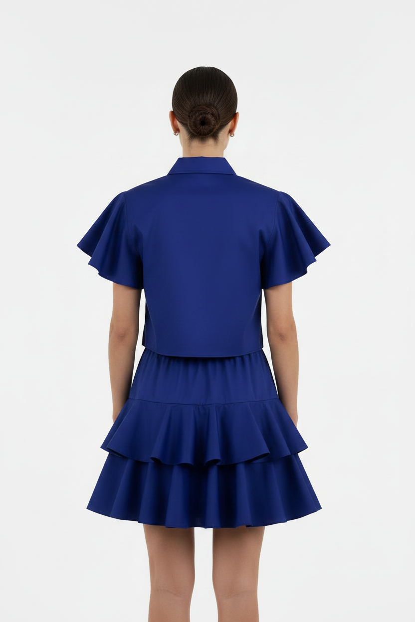 SL-ROYAL BLUE  DOUBLE RUFFLE SKIRT