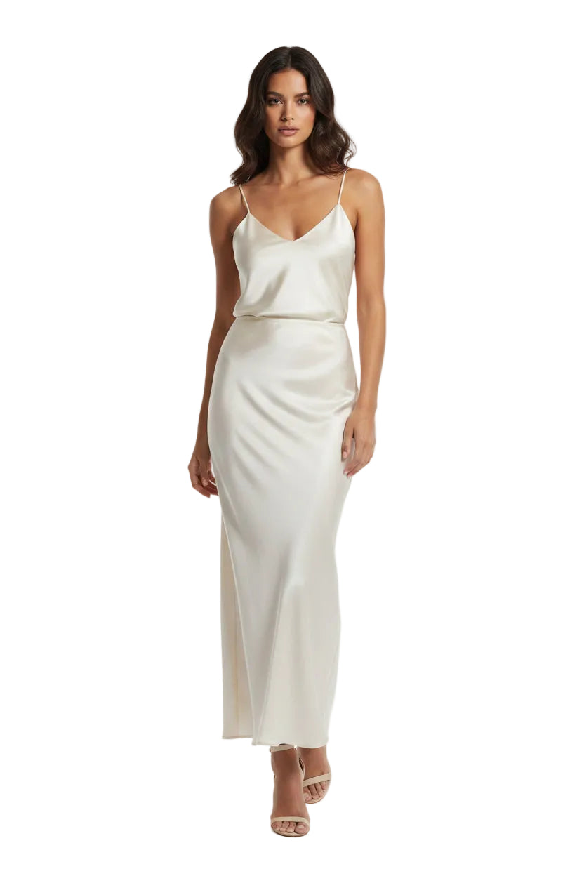 SL-IVORY SATIN BIAS MAXI SKIRT